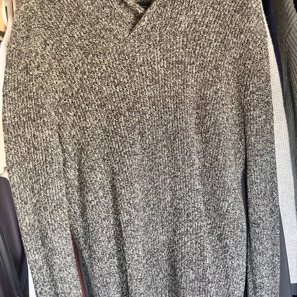 American Eagle Outfitters Men's Marled V-Neck Sweater - Gray/Black